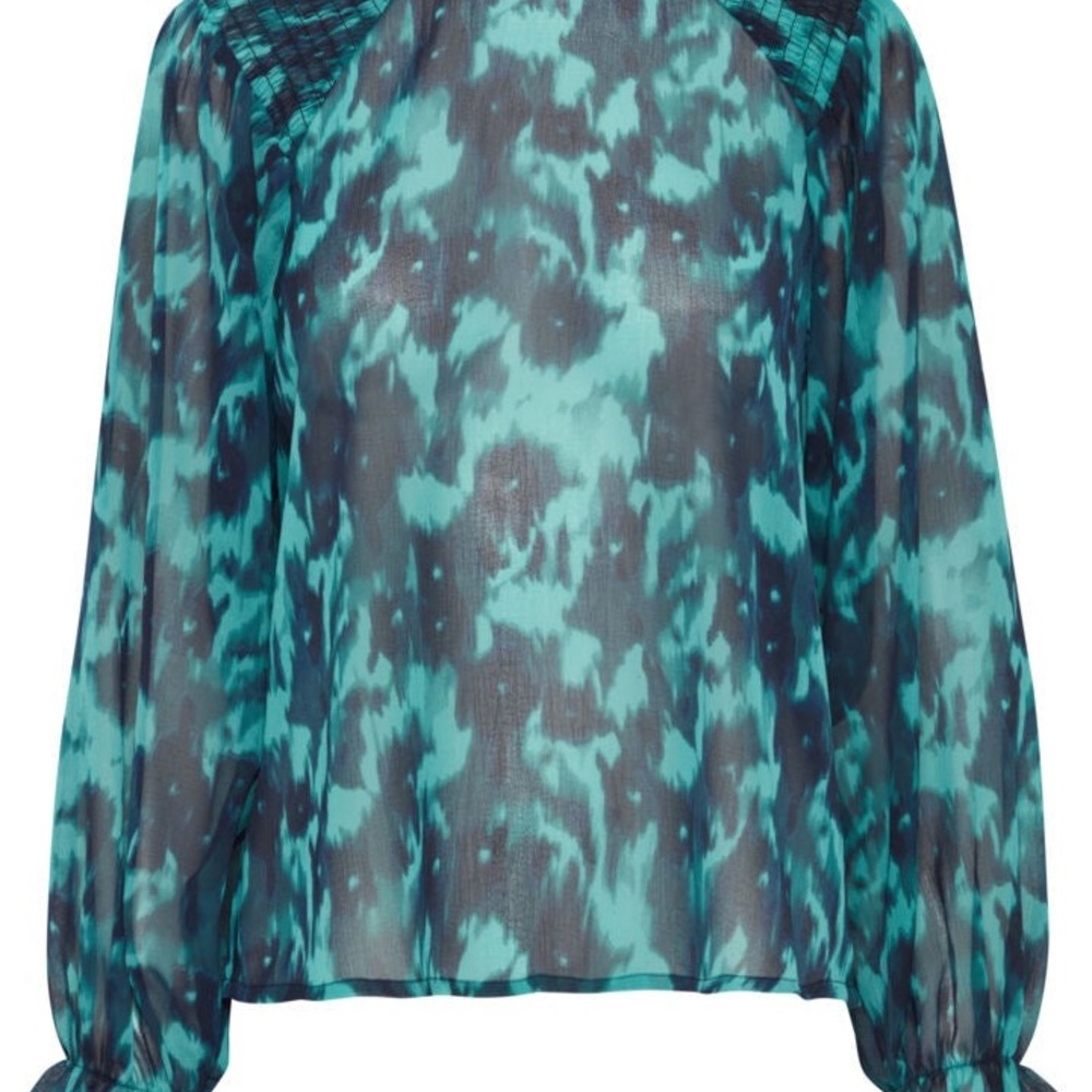 ICHI Teal Patterned Women's Top